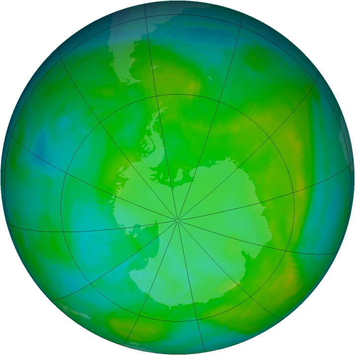 Antarctic ozone map for 09 January 1984